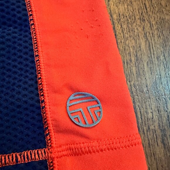 Tory Burch Sport Navy Blue & Red Fitted Mesh Tank Top Medium Luxury Sportswear - Picture 1 of 4